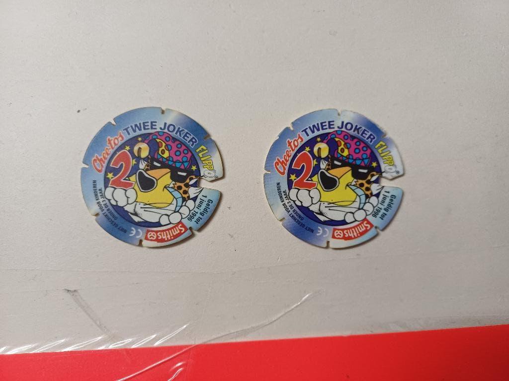 2 stuks Flippo's - Cheetos Twee Joker Flippo (ee), Verzamelen, Flippo's, Ophalen of Verzenden, Joker, Losse flippo's