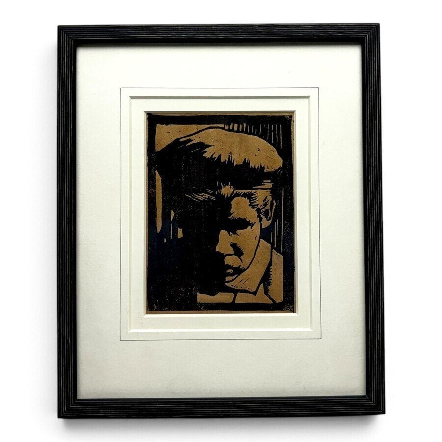 Johannes Mulders (1899-1989) - Houtsnede 'Harry', Ophalen of Verzenden, Portret, Houtsnede, Ingelijst