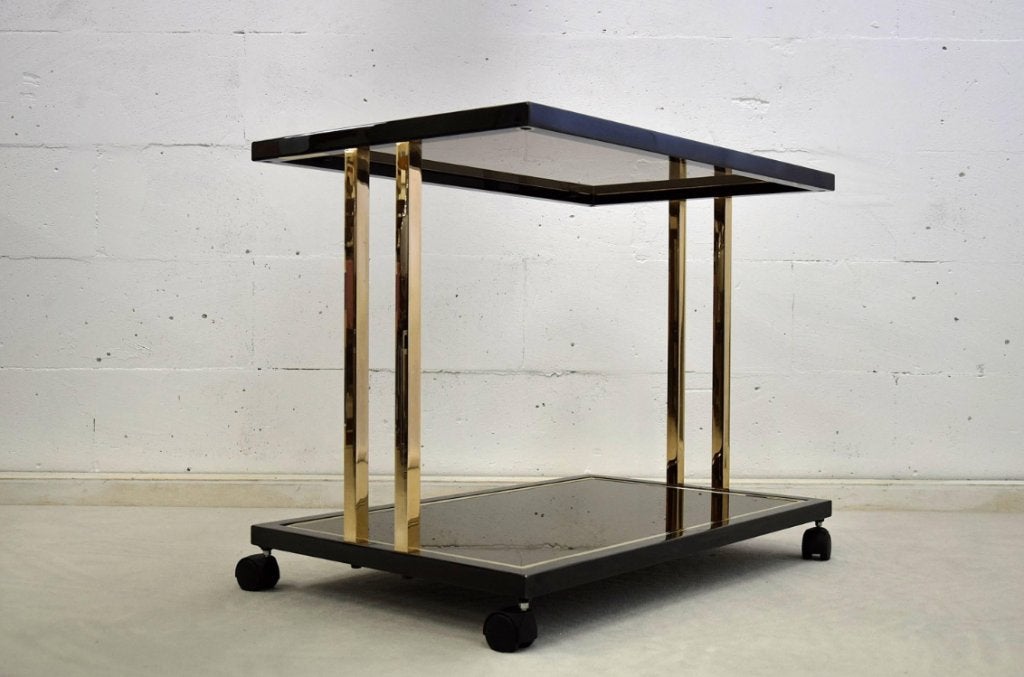 Belgo chroom Mid-century Modern Tweelaagse serveertafel, Ophalen