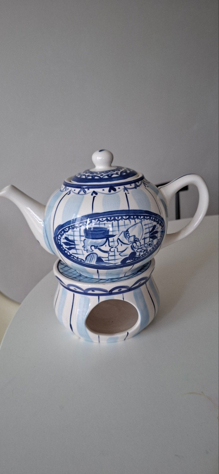 Delfts Blond Theepot met Warmhouder - Zo goed als nieuw, Blauw, Zo goed als nieuw, Steen/keramiek, Overige merken