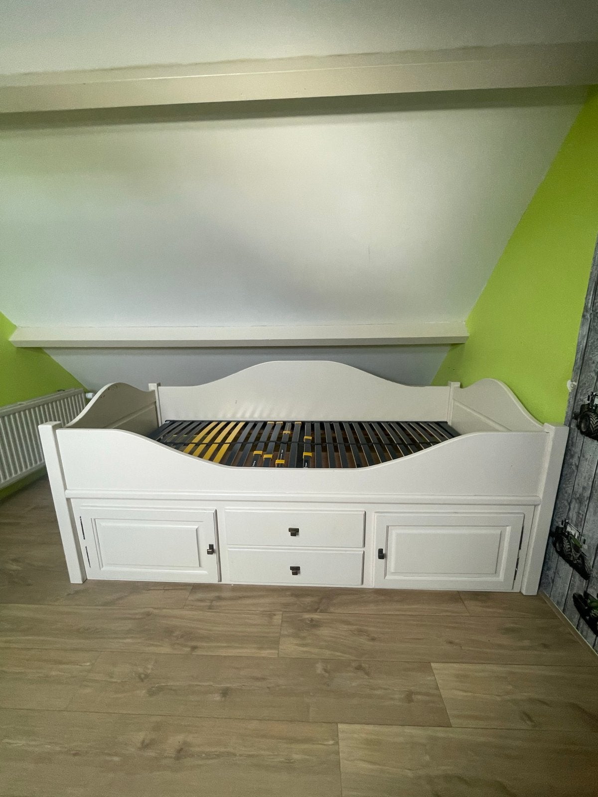 Kajuit bed met opberglades en bureau - Wit, Huis en Inrichting, Ophalen, Eenpersoons, Hout, 100 cm