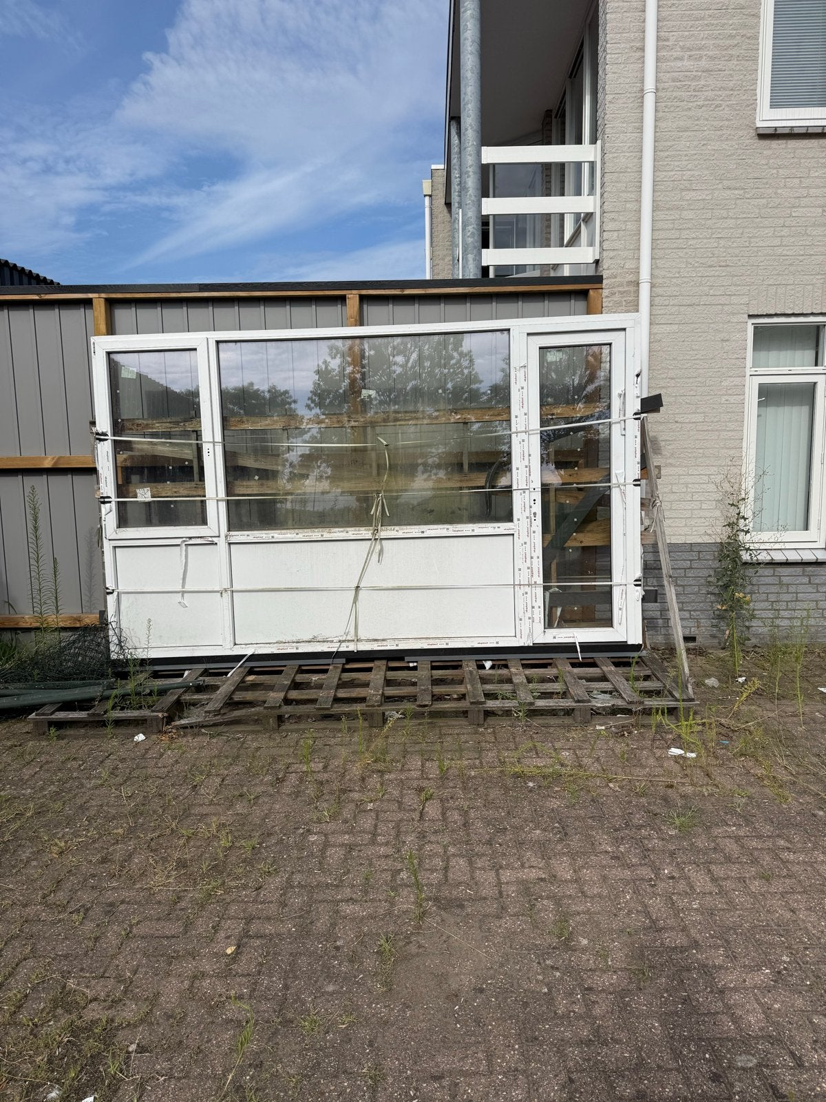 Grote gevelraam/ruit met deur, niet gebruikt, Ophalen, Gevelraam of Ruit, 160 cm of meer, Zo goed als nieuw