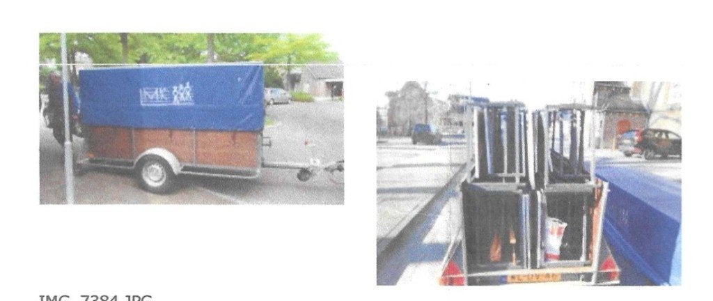 Podium met aanhanger, Ophalen, Gebruikt
