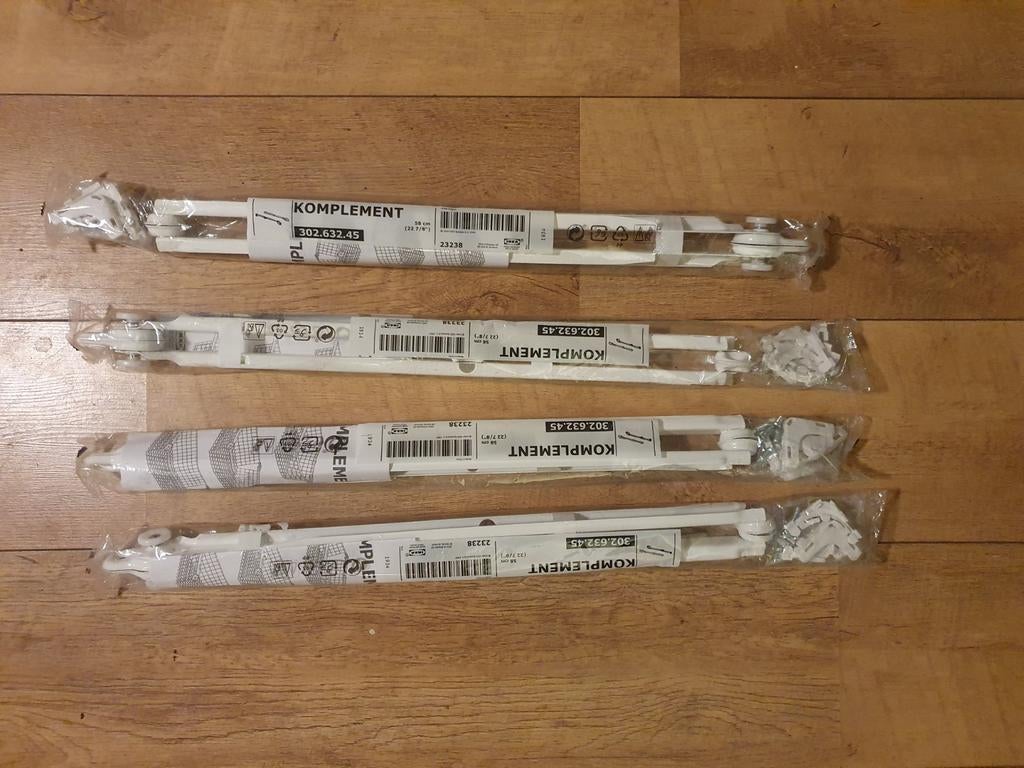 4 paar komplement laderails 58cm voor Ikea Pax draadmanden, Ophalen of Verzenden, Nieuw, Wit