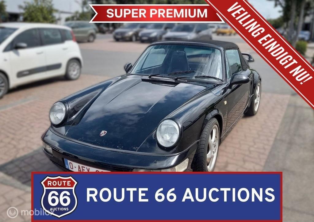Porsche 911 Carrera Cabriolet | 1986 | Route 66 Auctions, Auto's, Oldtimers, Overige carrosserieën, Zwart, Bedrijf, Porsche
