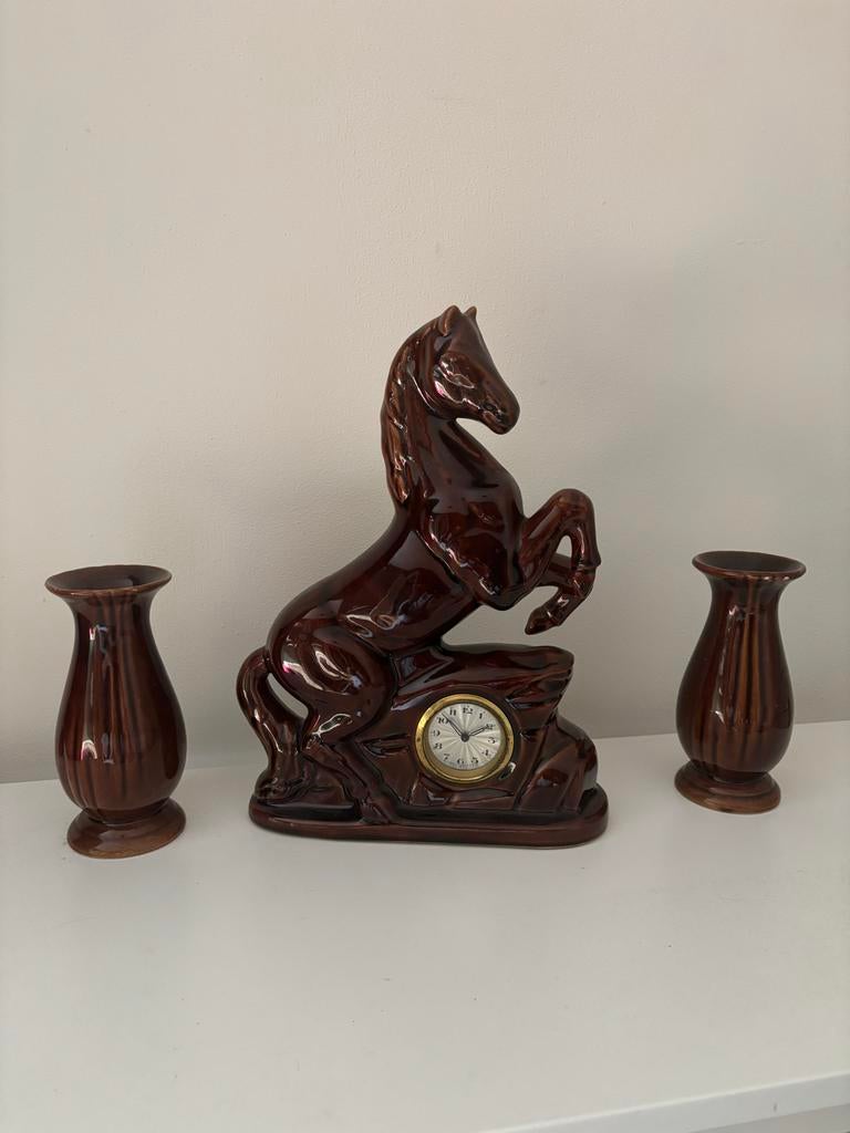 Vintage Schouwmantel Stel West Germany - Paard & Vazen, Ophalen