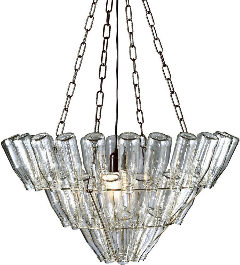 Hanglamp. Metalen frame met ouderwetse melkflessen, Huis en Inrichting, Ophalen, Zo goed als nieuw