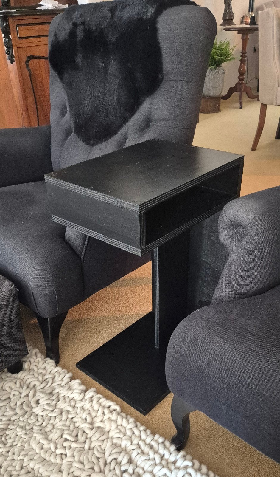 Zwart bijzettafeltje 64 cm hoog, 40x30 cm, Ophalen, Minder dan 55 cm, Gebruikt, Modern