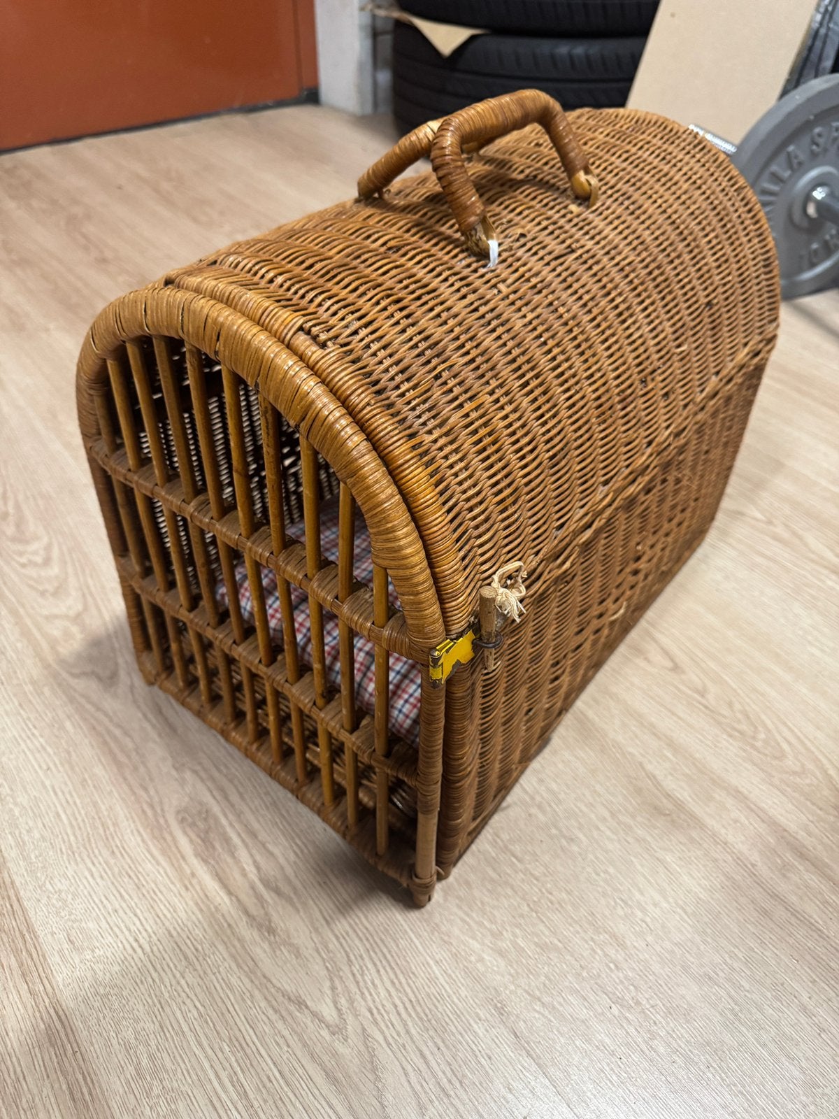 Vintage kattenmandje reismand reismandje kat riet, Ophalen, Gebruikt, Riet