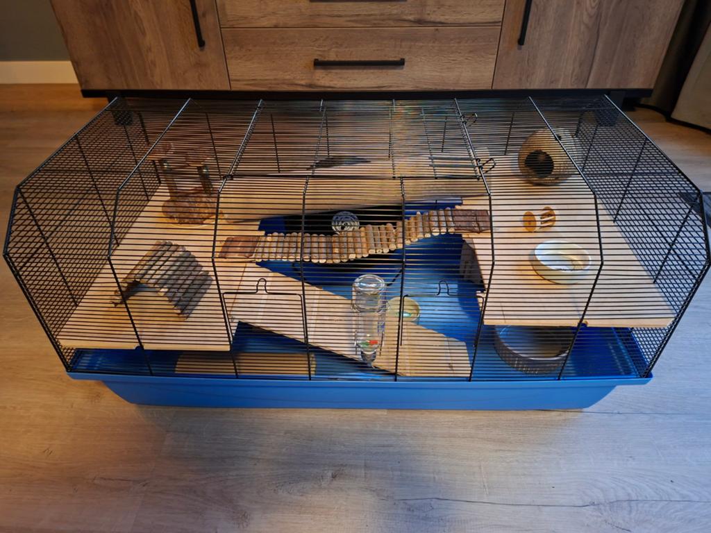 Hamsterkooi 100x53x47cm met toebehoren, Dieren en Toebehoren, Knaagdieren en Konijnen | Toebehoren, Ophalen, Gebruikt, Verzorging
