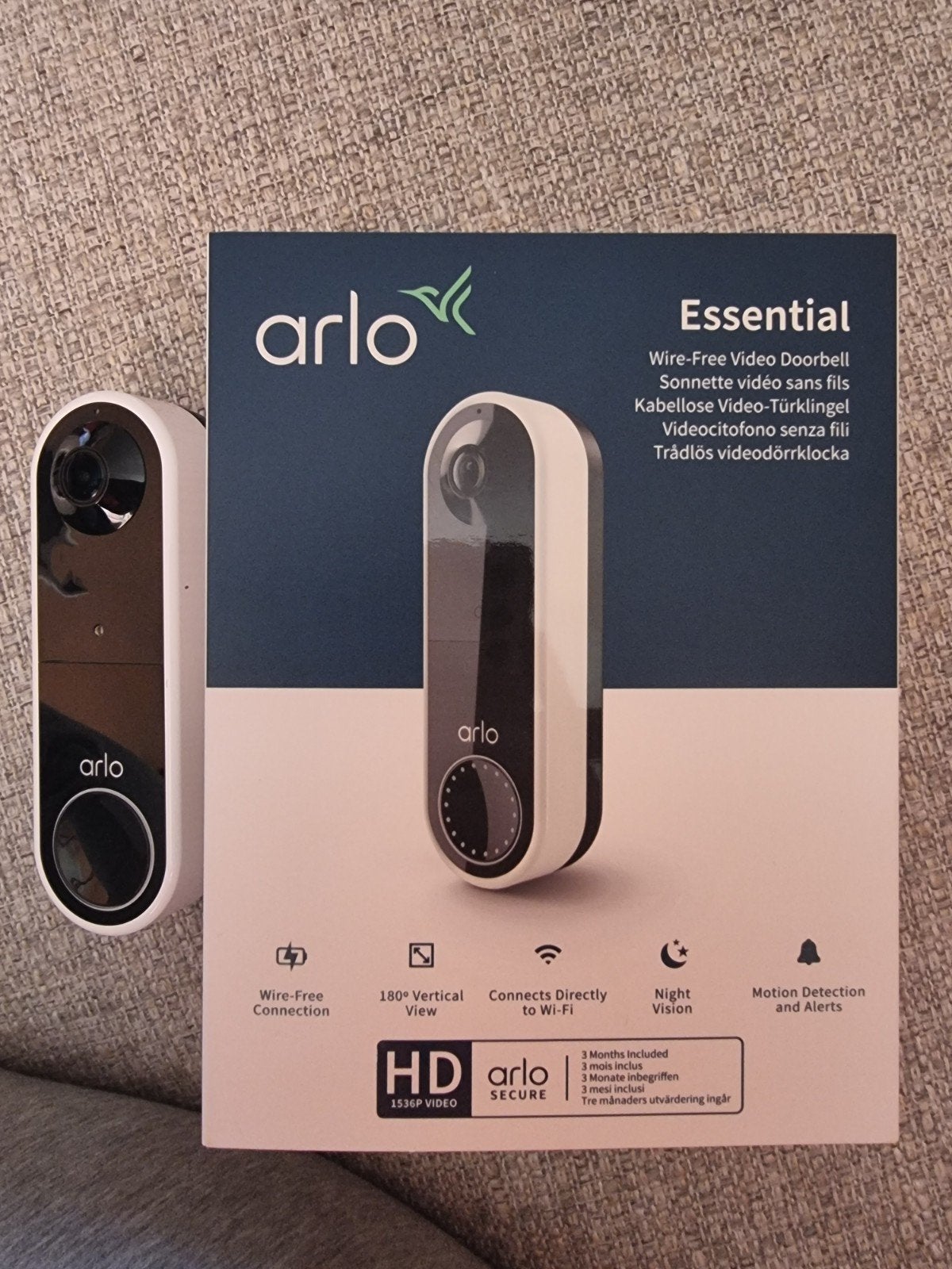 Arlo Essential Video Deurbel - Draadloos met HD-video, Huis en Inrichting, Deurbellen, Ophalen of Verzenden