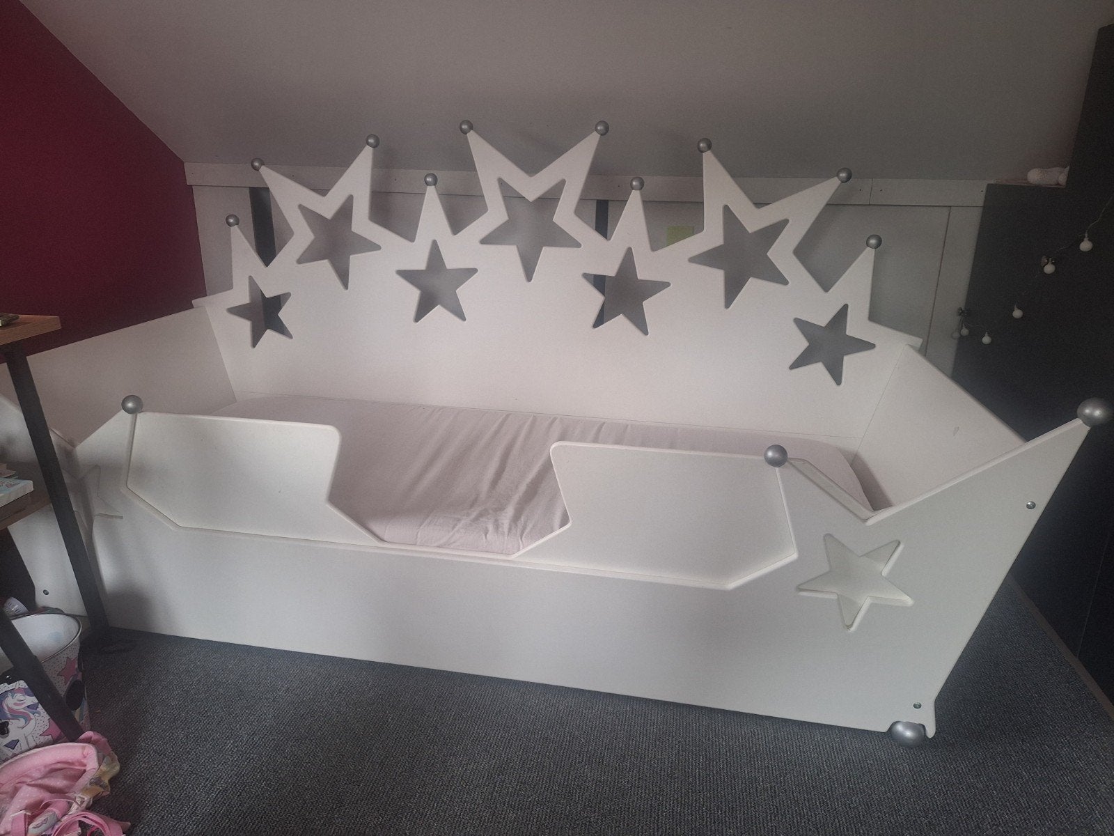 Prinsessenbed wit met sterren - Eenpersoons, Ophalen, Gebruikt, Eenpersoons, Wit
