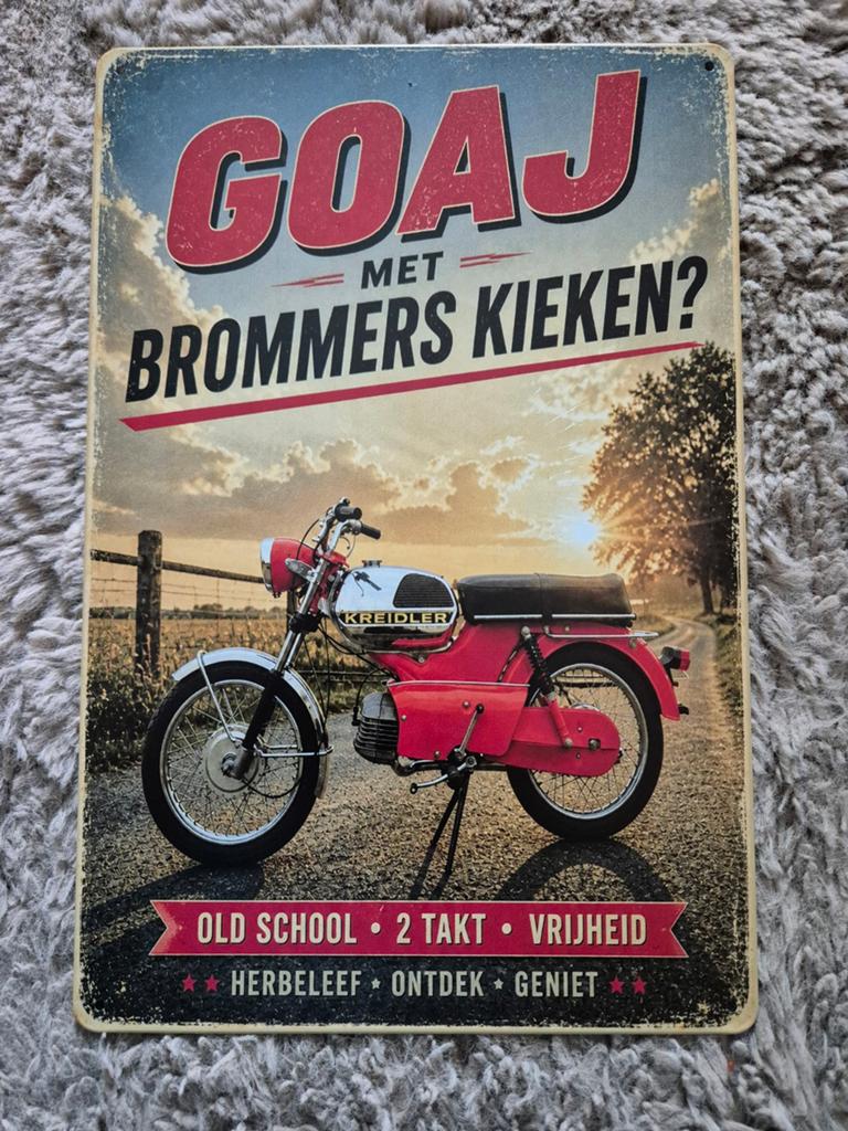 Brommers kieken kreidler reclamebord, Verzamelen, Merken en Reclamevoorwerpen, Nieuw, Reclamebord, Ophalen of Verzenden