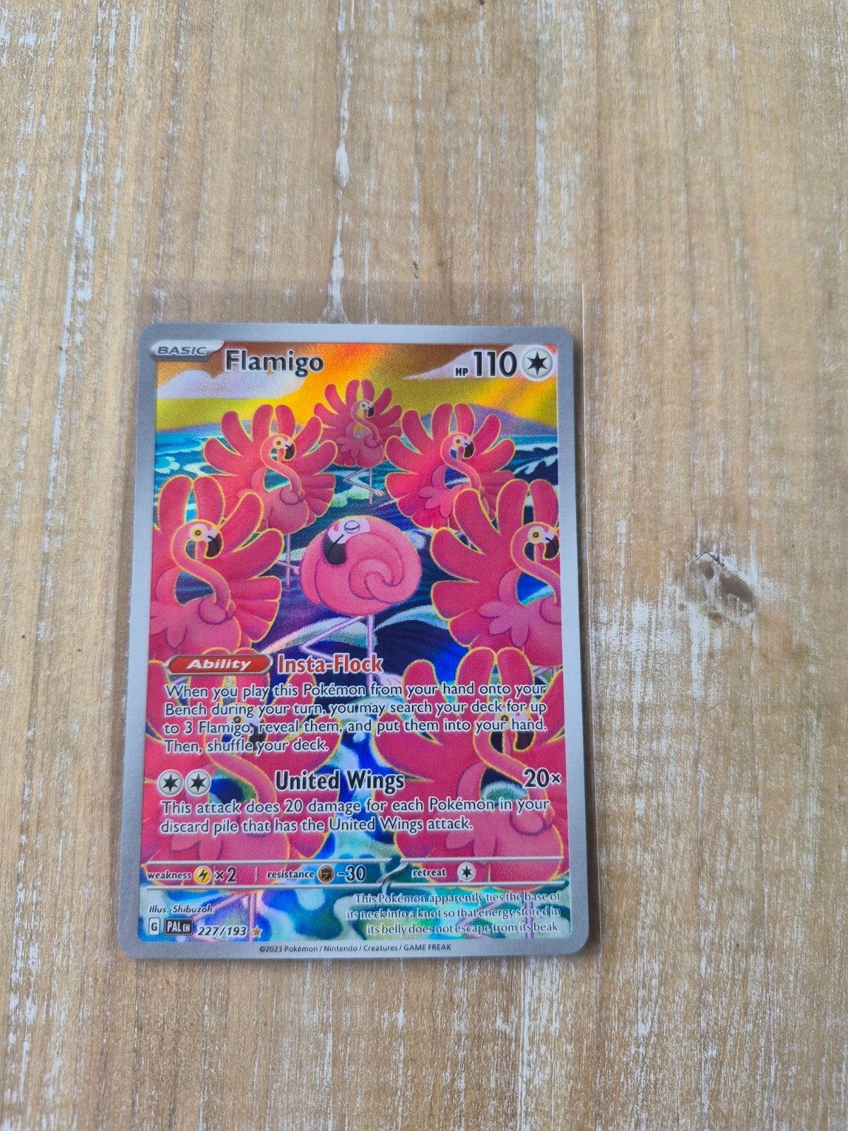 Flamigo Pokémon Kaart (Paldea Evolved 227/193), Ophalen of Verzenden, Zo goed als nieuw, Losse kaart