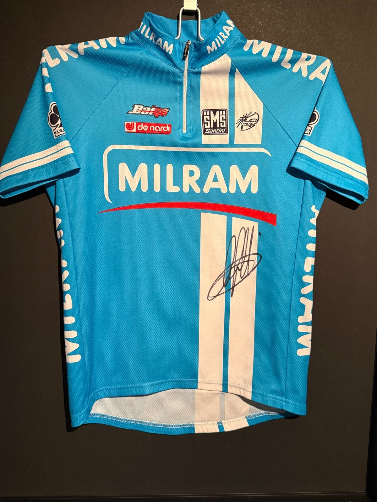Gesigneerd Milram wielershirt - Alessandro Petacchi, Ophalen of Verzenden, Zo goed als nieuw, Minder dan 10 versnellingen, Overige merken