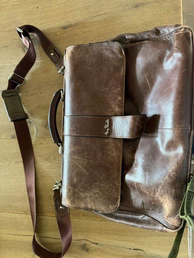 Mooie leren laptoptas van Tony Perotti, Ophalen of Verzenden, 15 inch, Aktetas