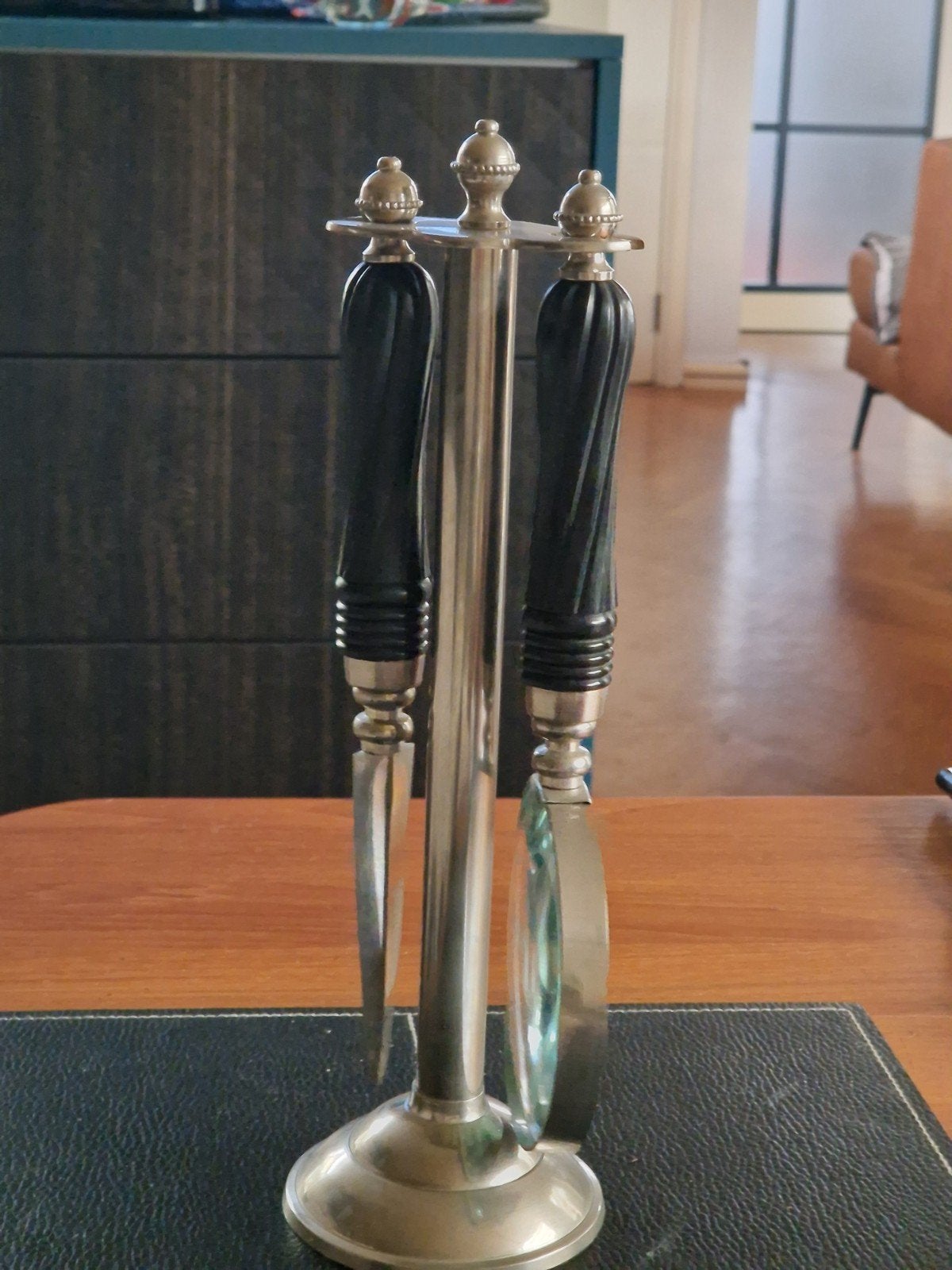 Vintage Bureauset Briefopener en Vergrootglas op standaard., Ophalen of Verzenden