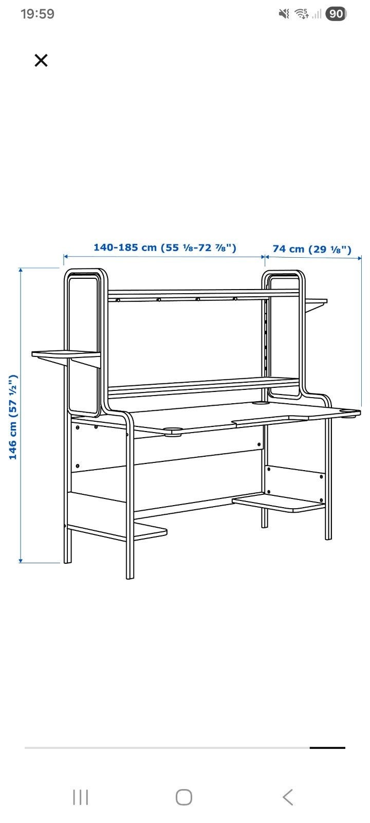 IKEA FREDDE Gamingbureau - Zwart, Zo goed als nieuw, Huis en Inrichting, Bureaus, Ophalen, Spaanplaat of MDF, Zo goed als nieuw