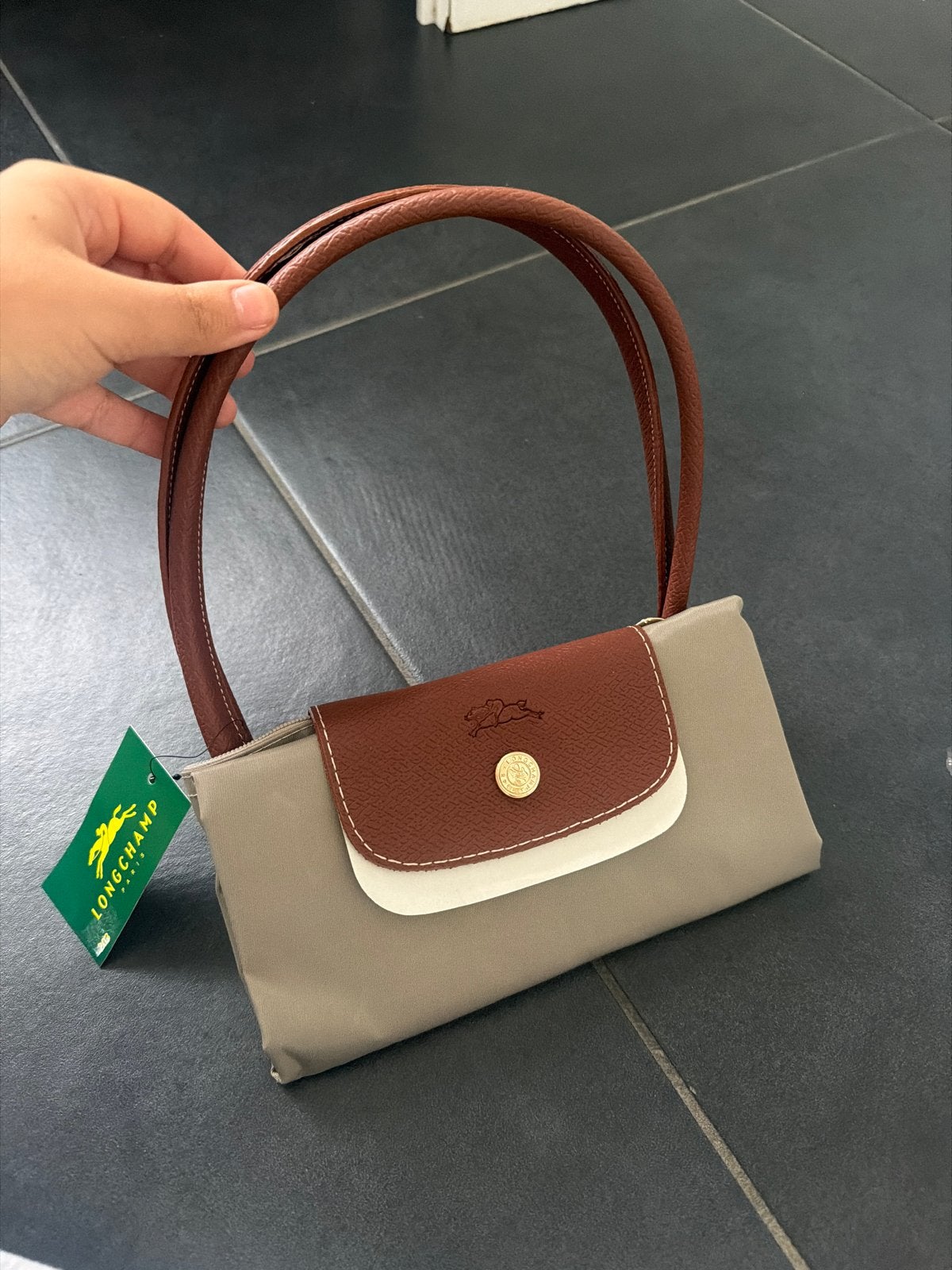 Longchamp Le Pliage Handtas - Zo goed als nieuw, Ophalen of Verzenden, Nieuw, Beige, Handtas