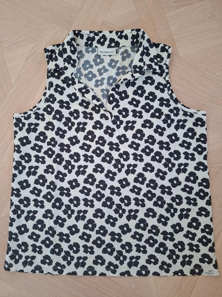 Penn&Ink NY top ecru zwart mt 42 Travelstof zgan, Kleding | Dames, Penn & Ink, Beige, Maat 42/44 (L), Ophalen of Verzenden