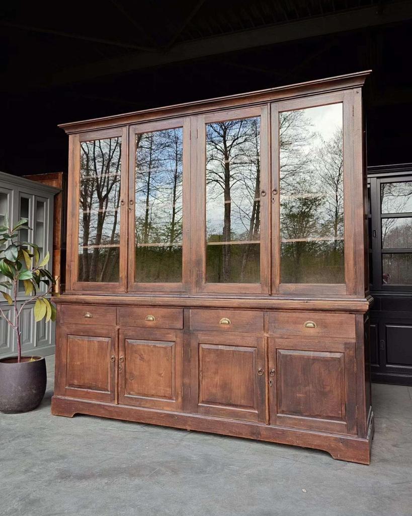 Prachtige antieke winkelkast | teaken winkelvitrine #3349