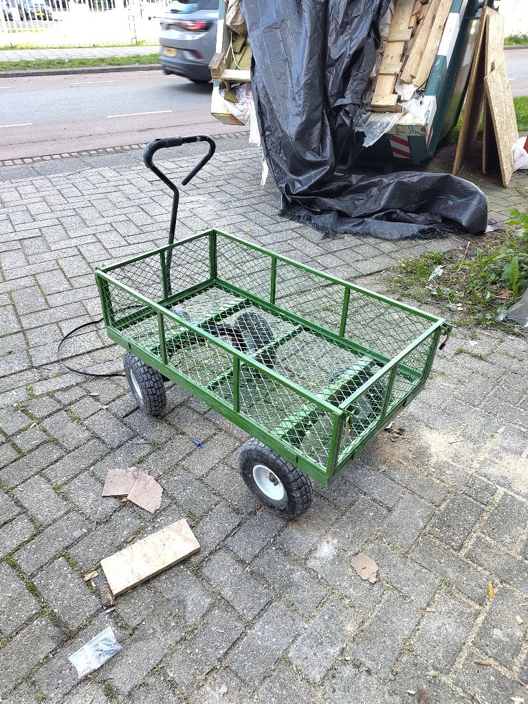 Groene transportkar met wielen (tot 408kg!), 100 liter of meer, Ophalen, Gebruikt, Transportkar