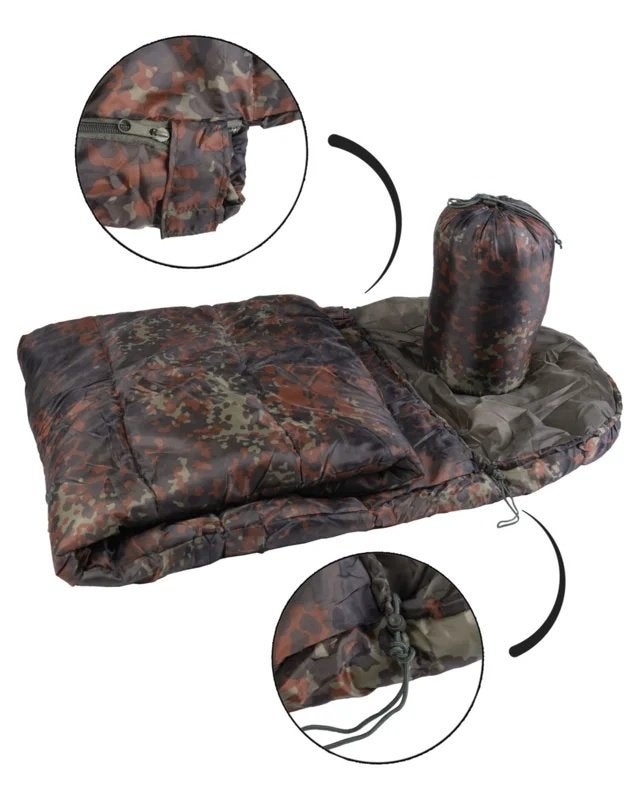 Mummy Slaapzak Flecktarn, Camo Slaapzak, Outdoorsportshop, Nieuw, Info@outdoorsportshop.nl, Verzenden