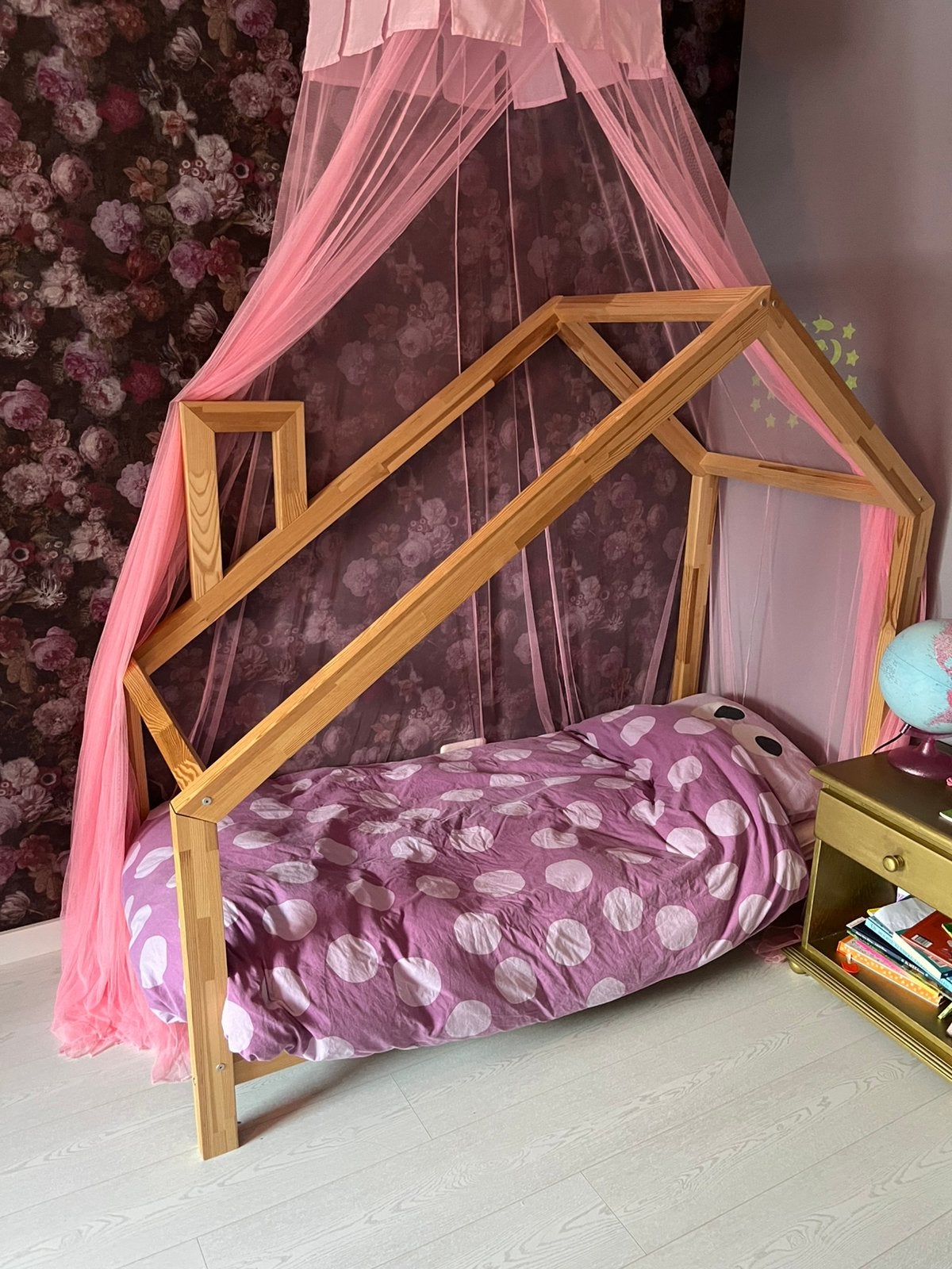 Houten bedhuisje, Ophalen, 70 tot 85 cm, Zo goed als nieuw, Lattenbodem