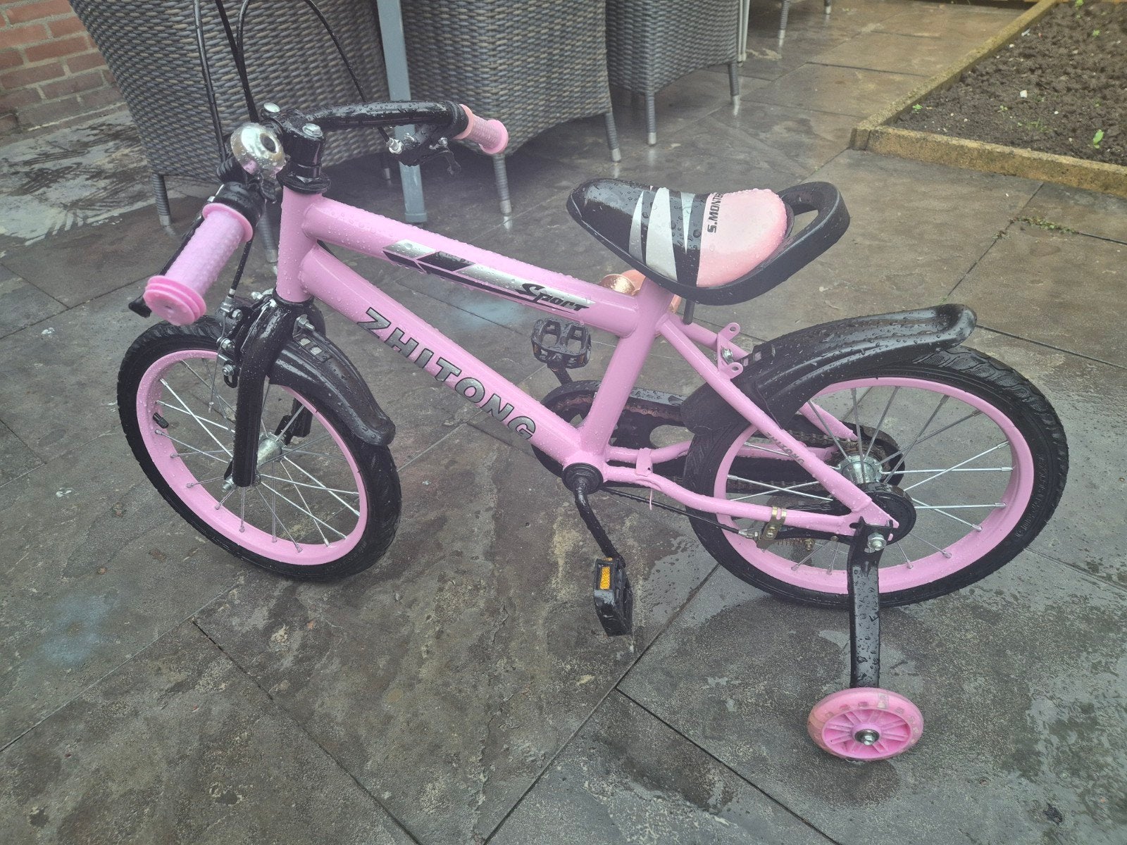 Roze kinderfiets met zijwieltjes - ZHITONG Sport, Ophalen, Terugtraprem, Zijwieltjes, ZHITONG