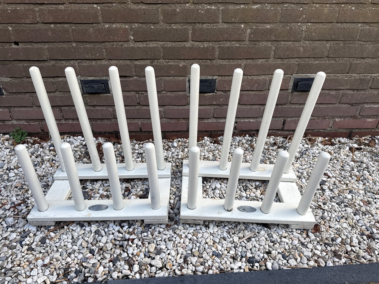 2x Houten Laarzenknecht / Laarzenrek - Wit Esschert’s garden, Ophalen of Verzenden, Gebruikt