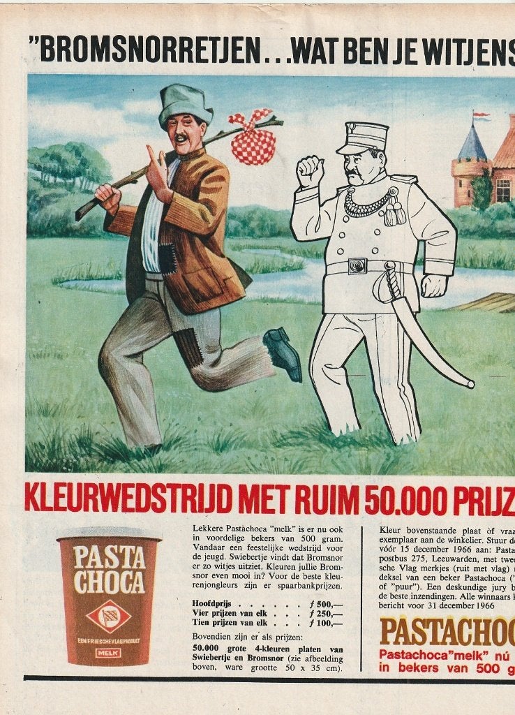 retro reclame 1966 Pastachoco met Swiebertje kleurplaat, Verzenden, Overige typen