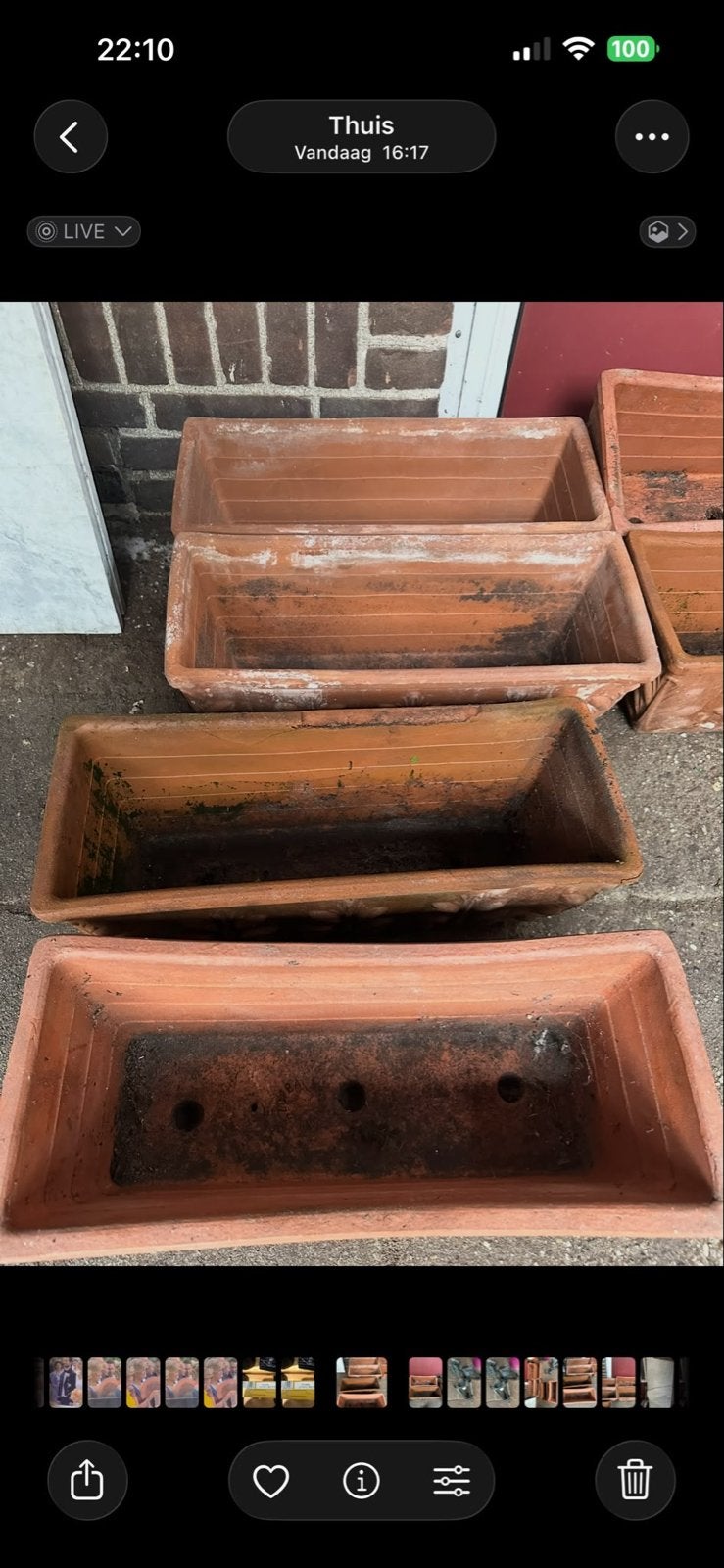 6 terracotta plantenbakken, Tuin en Terras, Ophalen, Overige materialen, Gebruikt, Minder dan 30 cm
