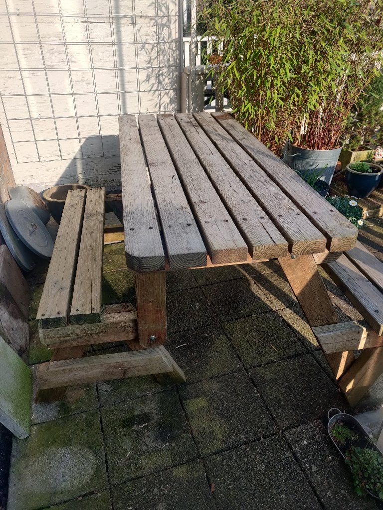 GRATIS picknicktafel-bank, Ophalen, Gebruikt, Inklapbaar, Rechthoekig
