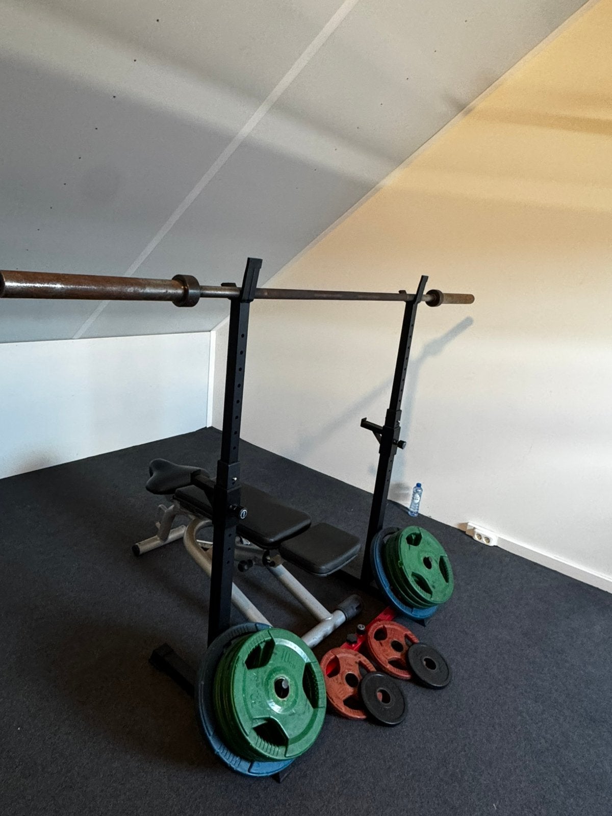 Halterbank bankdruk squat gewichten fitness olympische stang, Ophalen, Gebruikt, Fitnessbank