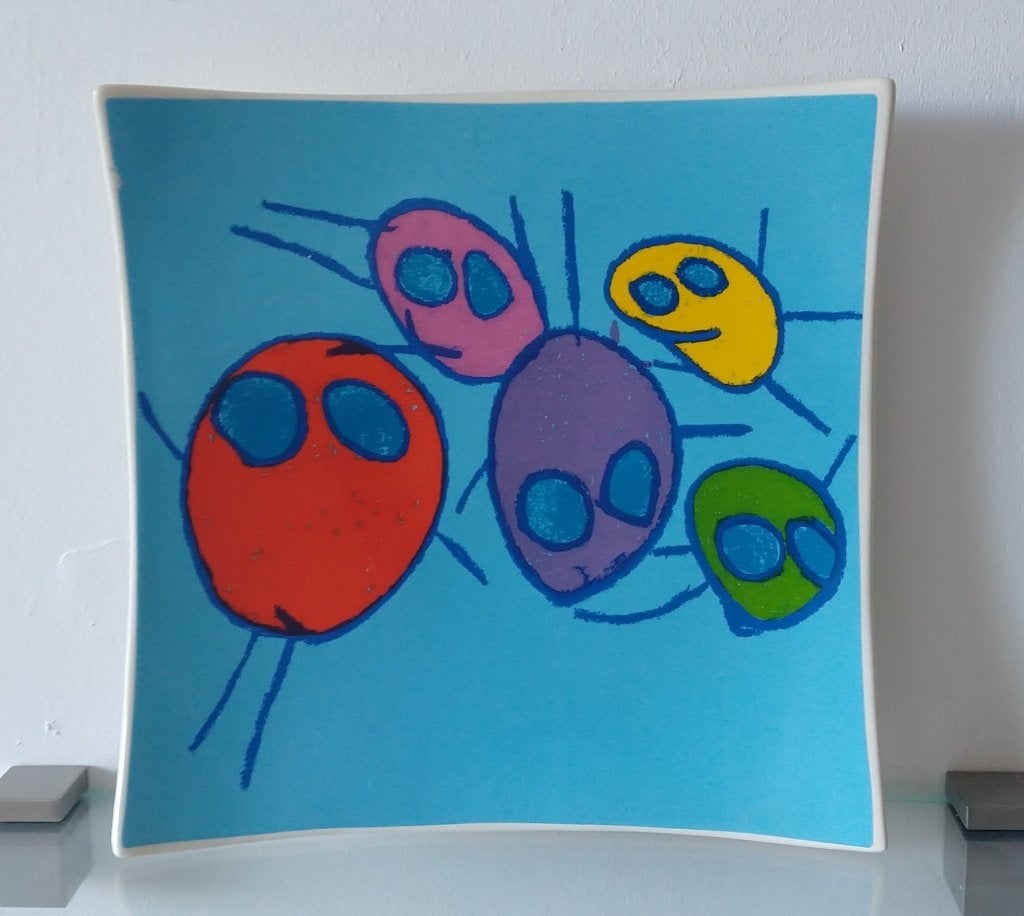 fruitschaal Schoonhoven keramiek, volgnr 46, Porselein of Keramiek, Schaal, Vierkant, Handgemaakt