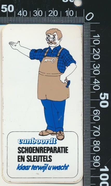 Sticker: Vanboordt - Schoenreparatie en sleutels, Verzamelen, Ophalen of Verzenden, Zo goed als nieuw, Bedrijf of Vereniging