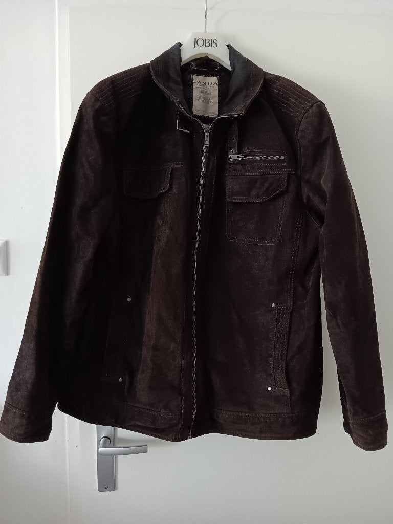 C&A Canda bruine suède herenjas maat 58 XL leren jas, Bruin, Maat 56/58 (XL), Gedragen, C&A
