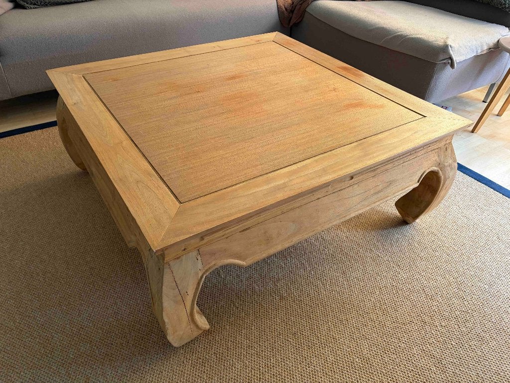 teakhouten opiumtafel 1x1m, Ophalen, Gebruikt, 50 tot 100 cm, 50 tot 100 cm