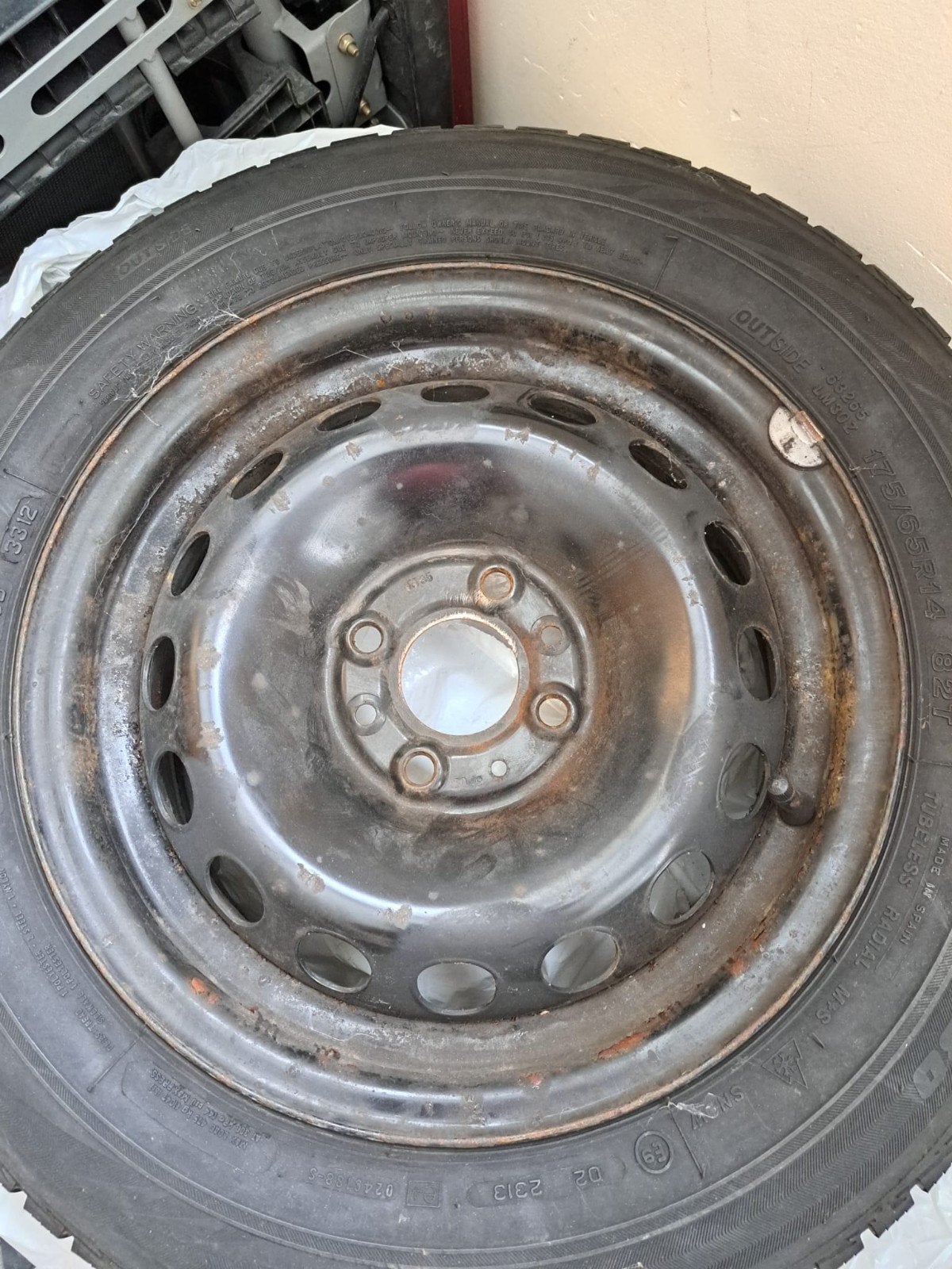 Winterbanden met velgen voor o.a. Fiat Panda (4 stuks), Ophalen, Gebruikt, Banden en Velgen, Winterbanden