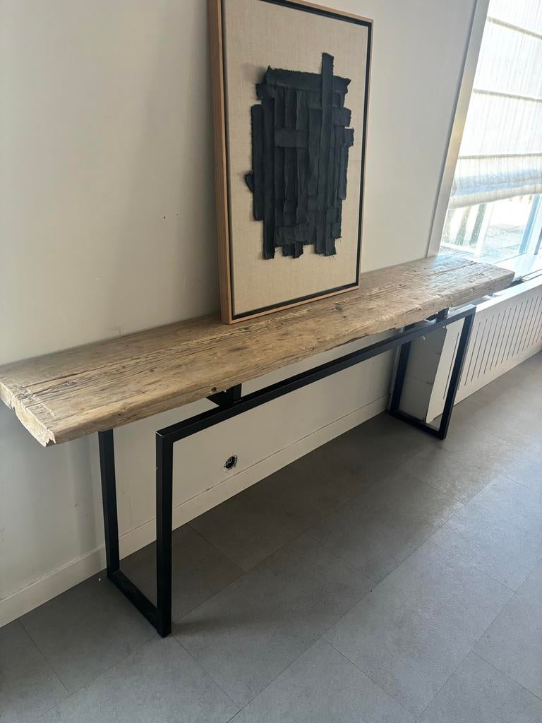 Casa Gitane sidetable staal met hout, Huis en Inrichting, Tafels | Sidetables, Zo goed als nieuw, 25 tot 50 cm, 150 tot 200 cm