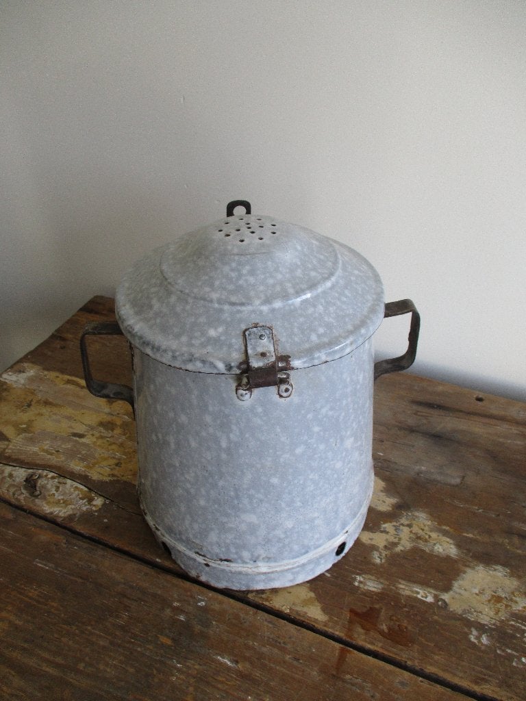 oude brocante vintage emaille reuzelpot, Ophalen of Verzenden