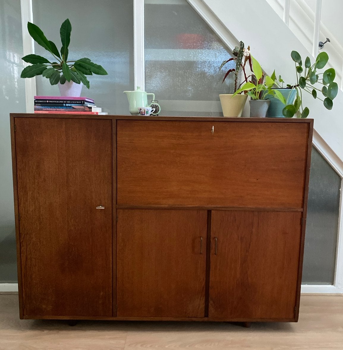 Vintage jaren '50/'60 highboard secretaire met formica blad, Ophalen