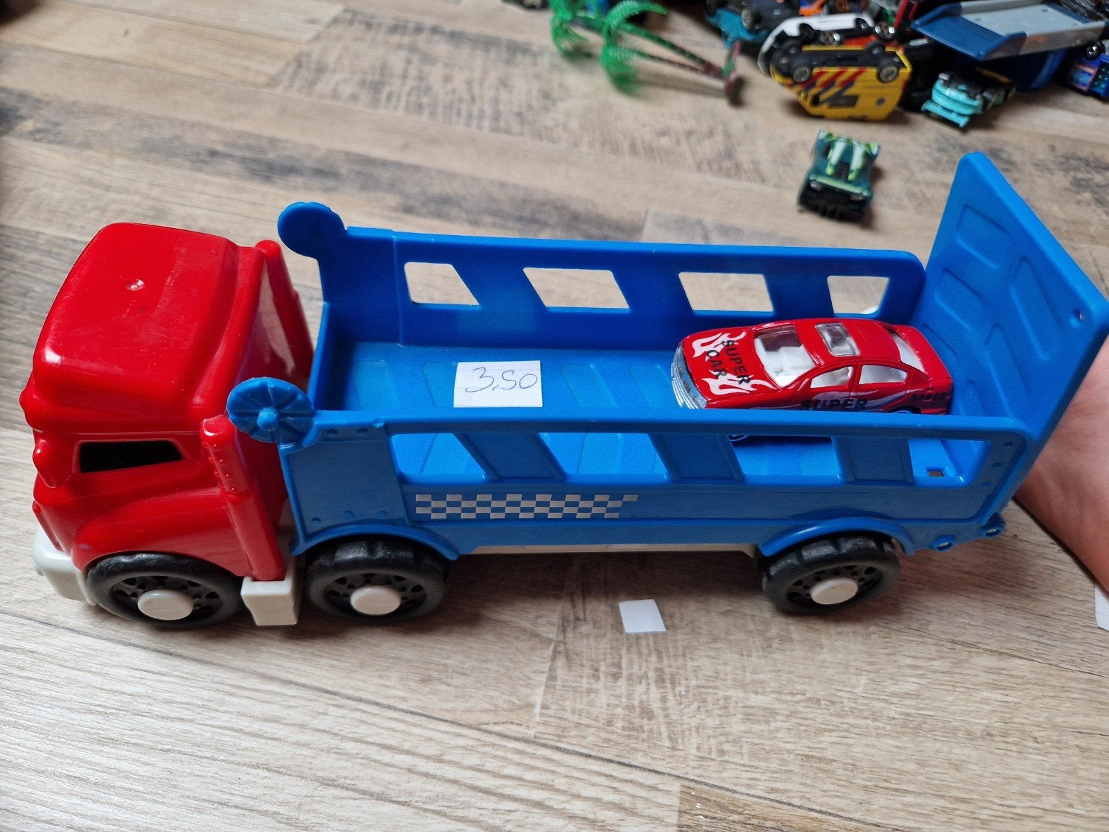 Grote speelgoed vrachtwagen met auto, Ophalen of Verzenden, Gebruikt