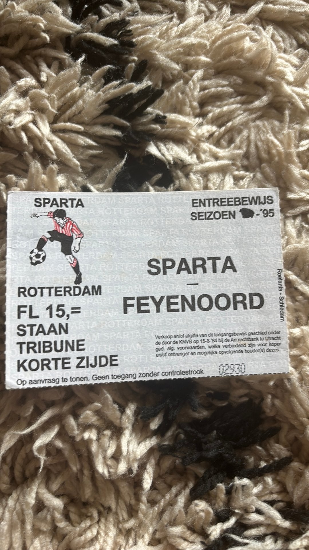 Oud stadionticket feyenoord sparta rotterdam 1995, Ophalen of Verzenden, Feyenoord