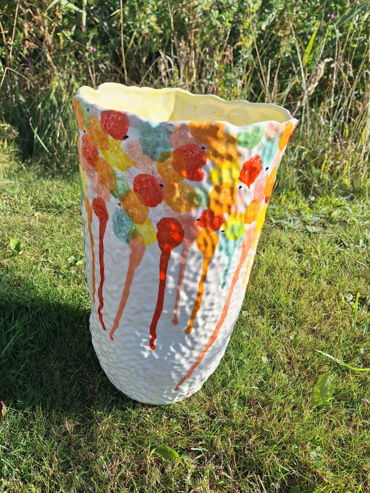 Grote Kleurrijke Jaren '70 Vaas - Uniek Design, Antiek en Kunst, Ophalen