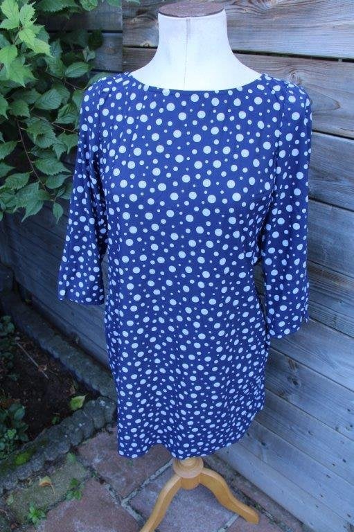 Jurk donkerblauw/ lichtblauw La Dress by Simone mt XS Vaste, Blauw, Ophalen of Verzenden, Zo goed als nieuw, Maat 34 (XS) of kleiner