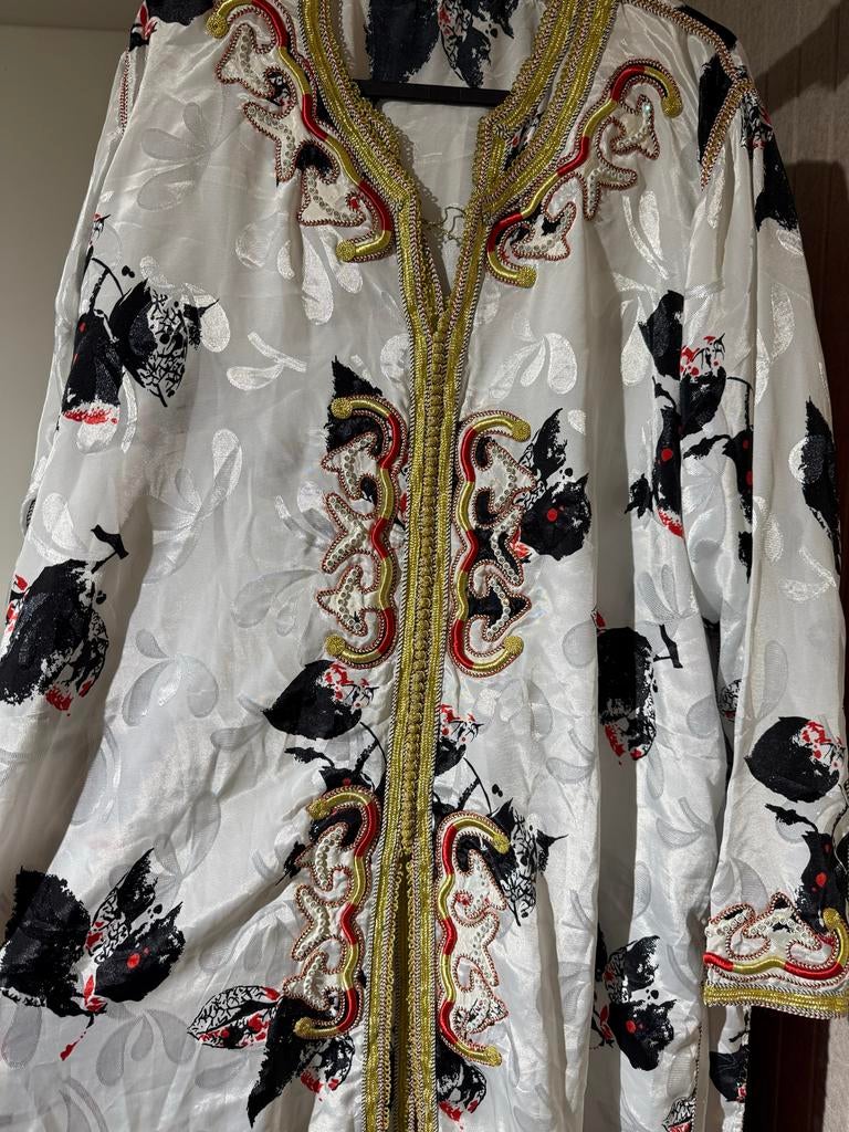 Kaftan met Borduurwerk, Ophalen, Wit, Maat 42/44 (L), Zo goed als nieuw
