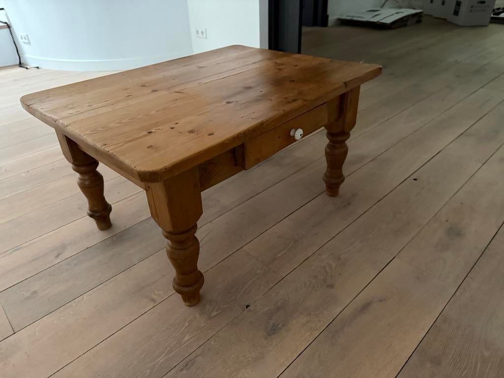 Salontafel bijzettafel oud grenen met lades, Ophalen, Gebruikt, 50 tot 100 cm, Minder dan 50 cm