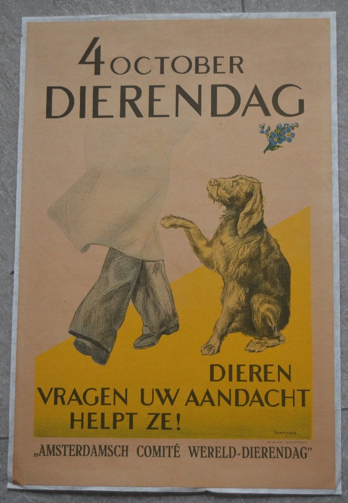 Affiche; Dierendag. Ontwerp Mart Kempers., Ophalen of Verzenden, Zo goed als nieuw, A1 t/m A3, Overige onderwerpen