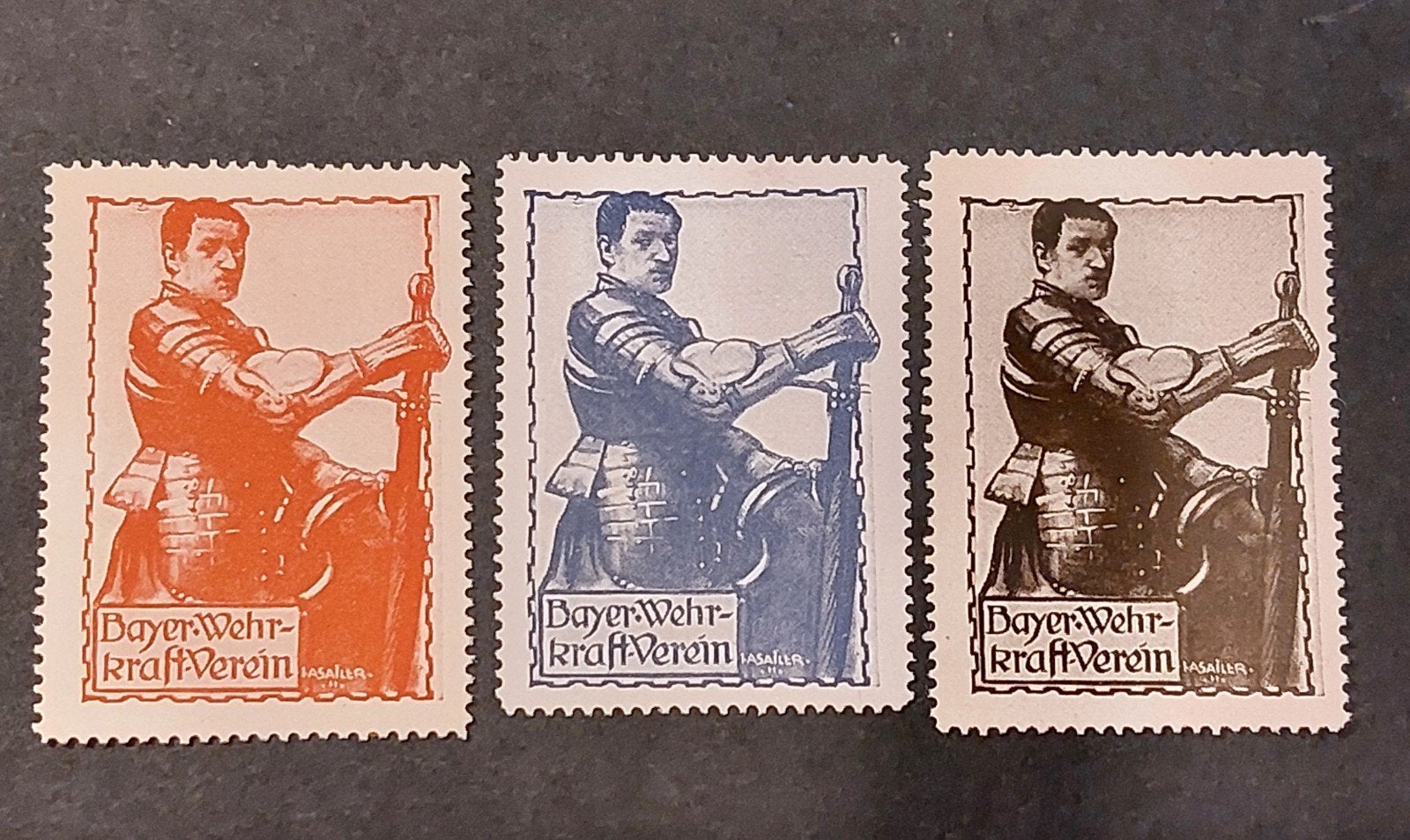 Duitsland Bayer. Wehr-Kraft-Verein cinderella's (3 stuks), Ophalen of Verzenden, Overige landen, Postfris